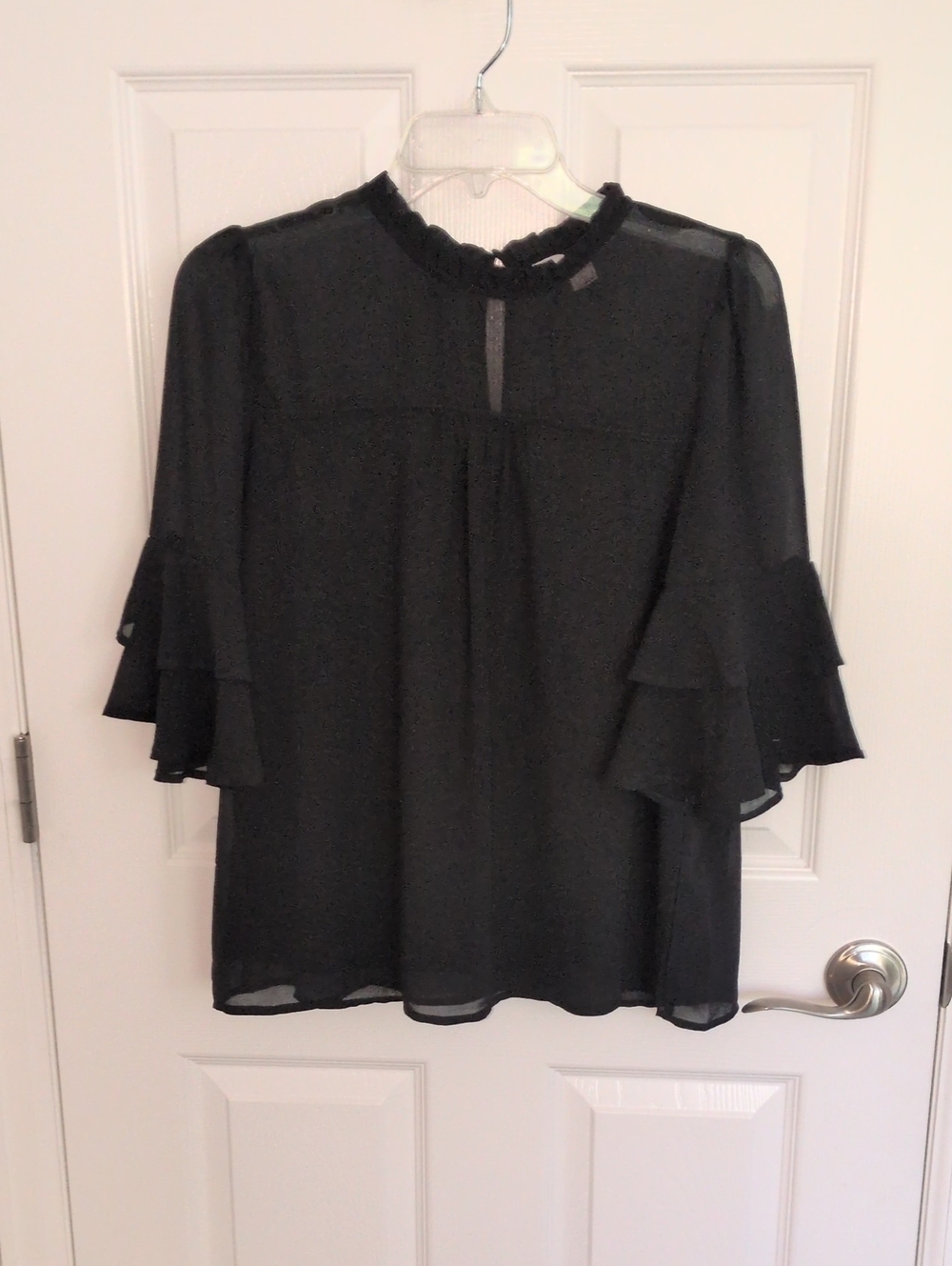 Monteau Black Lined Chiffon Blouse - XL